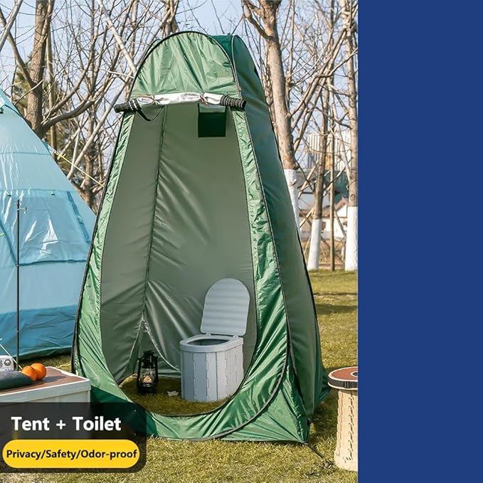 Portable Foldable Camping Toilet for Home, Car, and Camping (Model B) Including 5 Heavy-duty Garbage Bags and 1 Foldable Organizer Bag