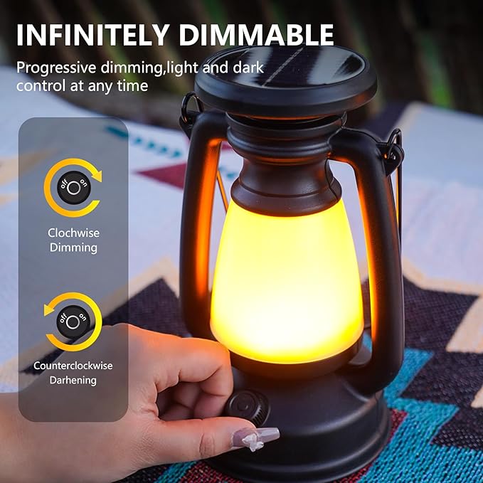 4000mAh Classic Solar-Powered Rechargeable Camping Lantern: Vintage Style for Hiking, Hunting, and Fishing. Brightness Adjustable and eco-Friendly for Outdoor Adventures. (1)