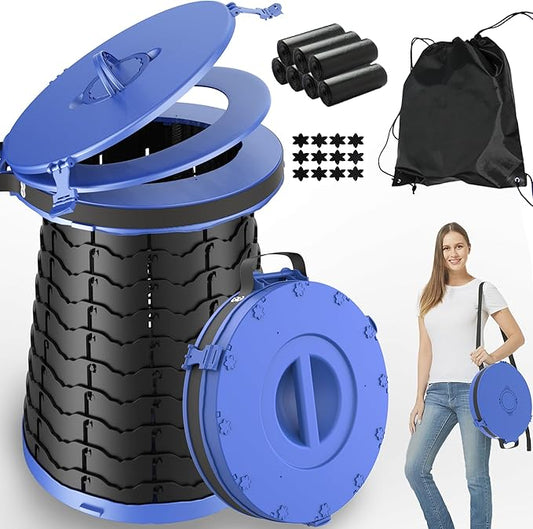 ALEVMOOM XXL Portable Toilet for Camping,880lbs Capacity,19.7" H Adjustable Portable Toilet with 7 Garbage Bags,Porta Potty for Adults,Collapsible Luggable Loo for Camping/Travel/Hiking/Car
