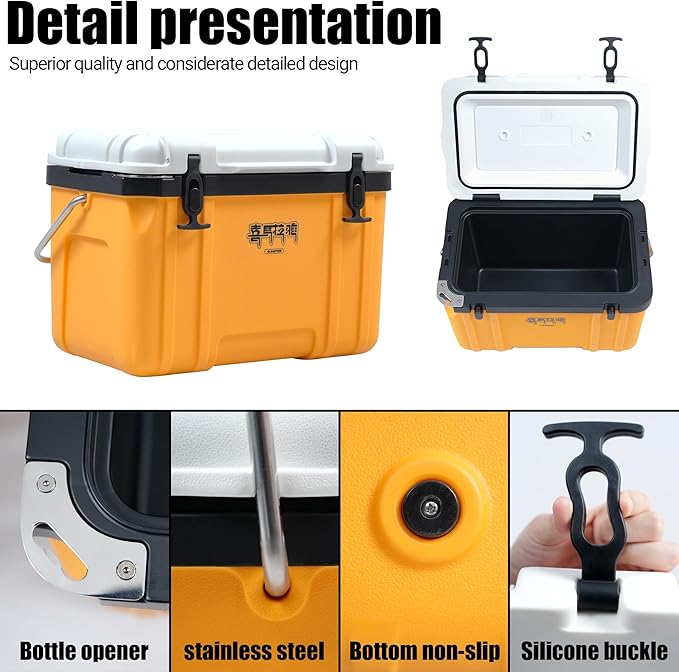 Himalaya 27 Quart 20 Quart Hard Camping Cooler，Ultra-Light Insulated Rotomolded Ice Cooler, Ice Retention with Ice，Portable Ice Chest Box with Handle for Drink Travel Beach Fishing Outdoor