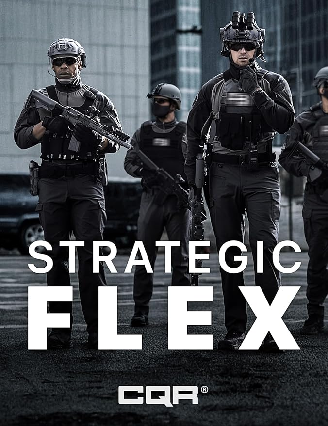 CQR Men's Flex Ripstop Tactical Pants, Water Resistant Stretch Cargo Pants, Lightweight EDC Hiking Work Pants