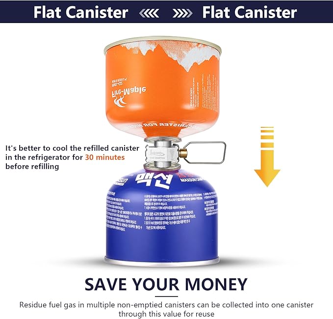 Gas Refill Adapter Fuel Canister Refill Adapter for Stoves, Upgrade Camping Experience Gas Saver Plus - Refill Flat Tanks, Convert Butane Cartridges, and Lindal Valve Canisters with Ease