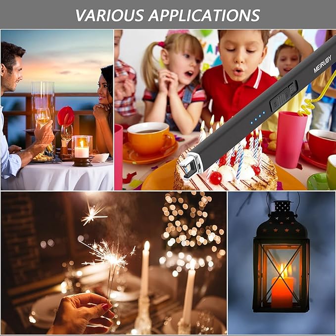 2 Pack Electric Candle Lighter, Christmas Stocking Stuffers Gifts for Women Mom Men Wife Sister, USB Arc Rechargeable Windproof Long Lighter for Candle BBQ Housewarming Birthday Gifts Idals