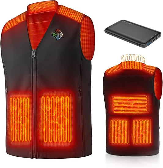 Heated Vest For Men with Battery Pack, Electric Heated Jacket, Smart Controller with Light-Out Design