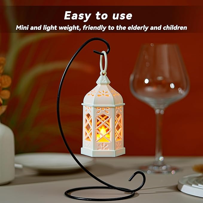 White Candle Lanterns Decorative Indoor Outdoor Mini Small Vintage Rustic Gold LED Farmhouse Fireplace Hanging Lantern Decor Christmas Lanterns Centerpieces for Tables Decorations