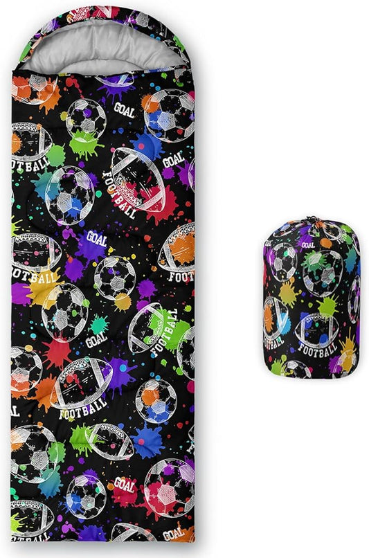 Kids Sleeping Bag for Boys Girls,Checkerboard Cat Print-Lightweight Warm Portable Outdoor Indoor-Waterproof Cold Weather Resistant Sleeping Bag for Camping Hiking