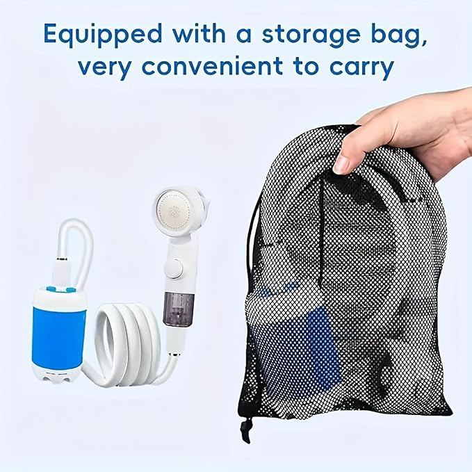 Portable Camping Shower Pump - Electric Outdoor Shower w/ 78 Inch Hose, Rechargeable & Waterproof for Beach, Hiking, RV | Ducha Portatil