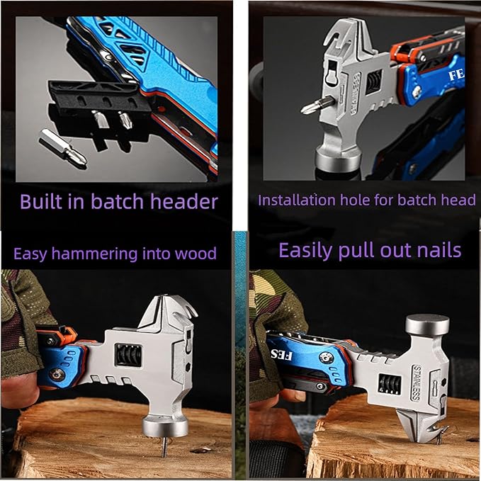 Upgraded Adjustable Wrench Multitool Hammer, 18 in 1 Pocket Multi Tool Pliers, All-in-One Survival Camping Multi Tool Apply to Survival, Camping and Everyday Use