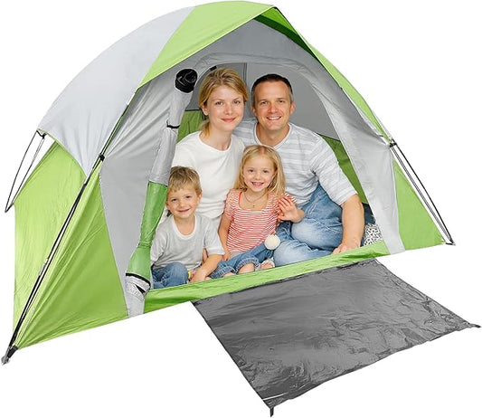 6 Person Dome Camping Tent, Double Layer Waterproof, Removable Rain Fly, for Outdoor Hiking, Fishing (6 People Green)