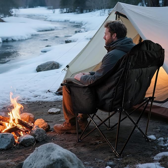 apollo walker Heated Camping Chair - Heavy Duty 500lbs Camping Chairs for Adults with Adjustable Heating, Cup Holder & Cooler Bag, Heated Chairs Outdoor Sports Beach Concert Stadium