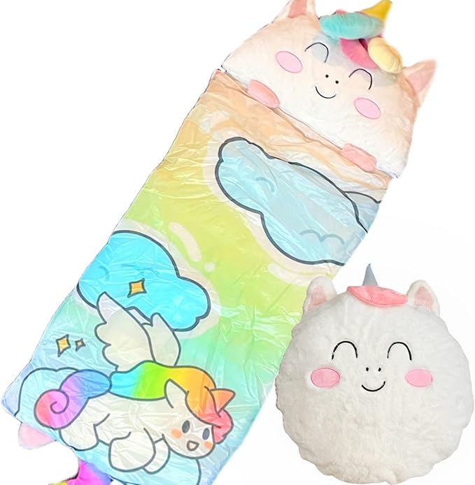 Sleeping Bag for Kids, Preschool Nap Mat, Toddler Sleeping Bag with Pillow for Daycare, Ages 3+, Large Size