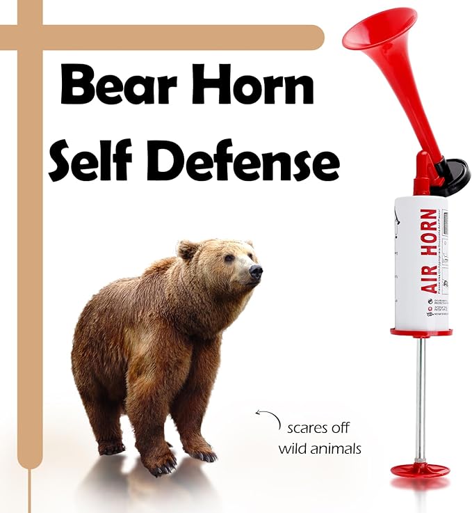 FARBIN Portable Air Horn pump Air Horn for Bear Dog Aluminum+ABS Loud Sound Hand Held Signal Horn Reusable Air Horns Safety Horn for Boating, Sports Events, Camping, Graduation