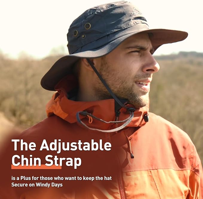 Oversize XL XXL Large Wide Brim Waterproof UPF 50+ Bucket Sun Summer Travel Fishing Hiking Fisherman Hat Detachable Chin