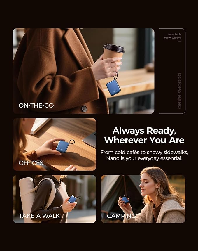 OCOOPA Hand Warmers Rechargeable - Stylish Electric Handwarmers, 2S Heating Heated Gloves for Women, Handheld Heater Portable, UL Certified, Christmas Essentials, Unique Gifts, UT5 Nano