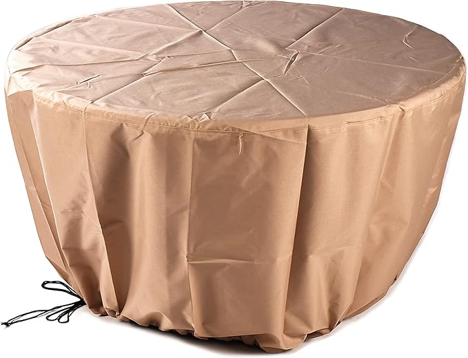 Aluminum 37,0000 BTU 34 in. Round Propane Black Fire Pit Table with Fire Beads, Lid, Propane Tank Cover and Table Fabric Covers in Copper Finish