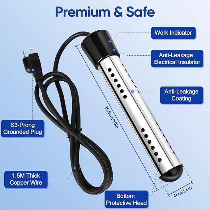 Portable Shower with Water Heater–Camping Shower Pump with 8000mAh Battery, 5-Speed Settings, LCD Display, 6L/min, IPX8–Portable Shower Head for Camping, Hiking, Car, Pets