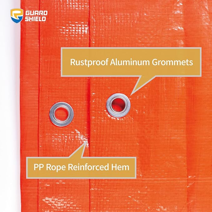 GUARD SHIELD Orange Tarp 12x20 Feet Tarps High Visibility Outdoor Poly Cover Lightweight 6mil