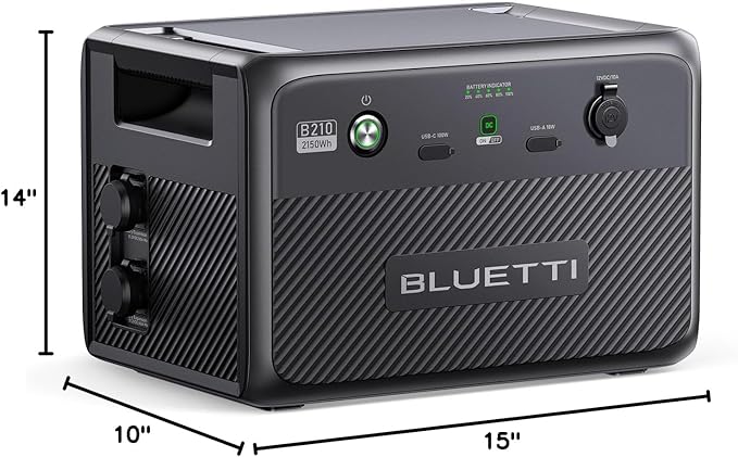 BLUETTI B210 Expansion Battery, 2150Wh LiFePO4 Solar Generator for Power Station AC240/AC200L, DC Power Source with 100W USB-C, Extra Battery Backup for Balcony, Camping, Travel, Power Failure