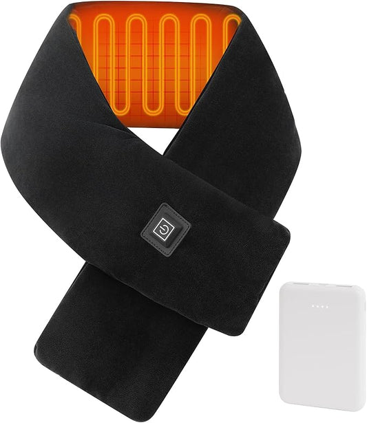 Neck Heating Pad with 5000 mAh Power Bank, Portable Heated Neck Scarf for Women, Cordless Heating Pad with Adjustable 3 Heat Settings, Soft Neck Warmer for Pain Relief