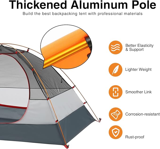 Moon Lence Professional Camping Tent 2 Person Tent Backpacking Tent, Water & Wind Proof Ultralight Equipment for Mountaineering Backpacking & Hiking, Porch Double Layer, Aluminum Alloy Pole