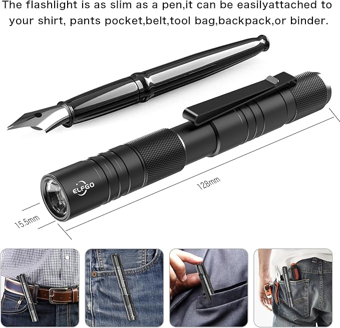 Rechargeable Zoomable LED Penlight, 3 Modes, 350 Lumens Pocket Size Clip Flashlight for Nurse, Inspection, Repair, Emergency
