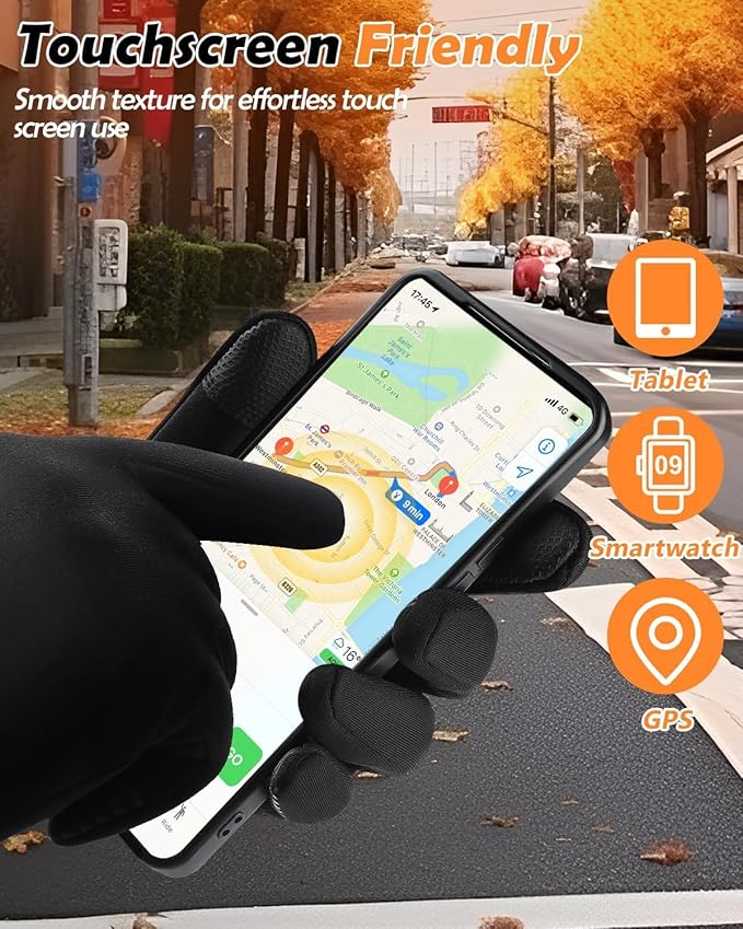 Winter Waterproof Gloves for Women: Water Proof Touch Screen Gloves for Men Running Hiking, Cold Weather Touchscreen Gloves for Phone Texting, Warm Snow Water Resistant Thermal Gloves Black