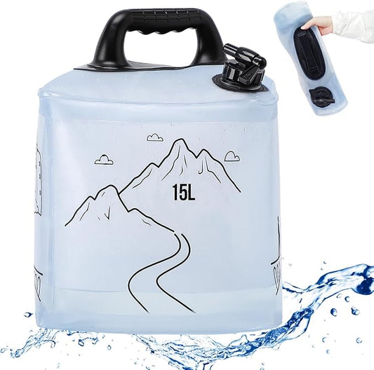 3.4/4 Gallon Collapsible Water Container, BPA Free Camping Water Storage Containers, Water Storage Jug with Spigot, Leakproof for Camping, Survival
