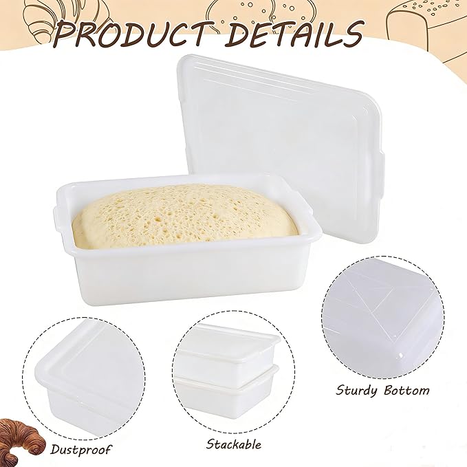 Dough Proofing Container with Lid, Homemade Bread and Pizza Dough Storage Box for Proofing, 3 Trays and 3 Covers