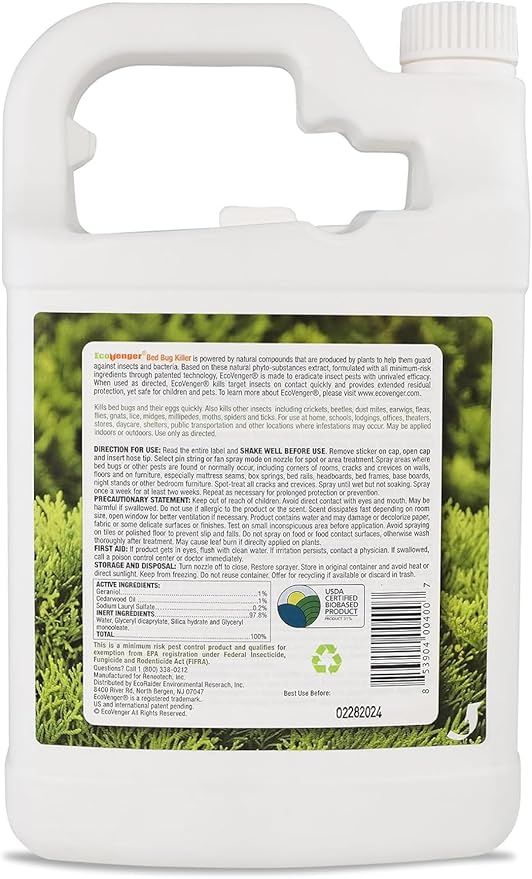 EcoVenger (Formerly EcoRaider) Bed Bug Killer with Remote Sprayer 1Gal - Kills 100% All Stages on Contact- Kills Resistant Bugs- Kills Eggs- 14 Day Residual Protection- Non-toxic- Child & Pet Friendly