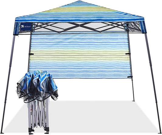 7’x7’ Instant Canopy Tent Pop up Canopy with One Sidewall Compact and Lightweight Beach Canopy with Backpack