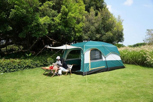 2-Room Family Camping Tent, 5-8 Person Capacity, Waterproof, Easy Setup, with UV Protection, for Hiking and Outdoor Activities
