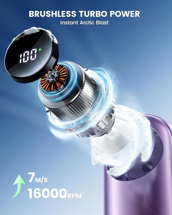 coldSky Portable Handheld Turbo Fan,1-100 Adjustable Speed Personal Fan,4000mAh Rechargeable Mini Fans,16,000 RPM Small Fans Portable Cooling For Women Travel Camping Outdoor