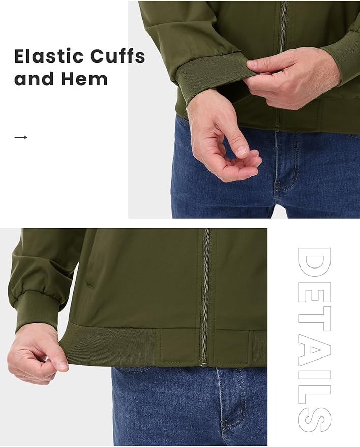 TBMPOY Men's Bomber Jackets Lightweight Light Windbreaker Casual Business Dress Stylish Fall Spring Golf Work