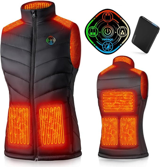 Heated Vest Women with Battery Pack Included, Smart Controller, Lightweight Electric Heating Jacket, Light Out Design