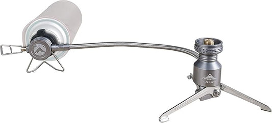Butane Adapter Stand Type Remote Stove for Camping Backpacking Butane Gas Fuel Canister w/Hose Z23-VC (Silver)