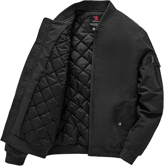 Gopune Men's Windproof Bomber Jacket Warm Water Resistant Windbreaker Winter Outwear Quilted Jackets Coats