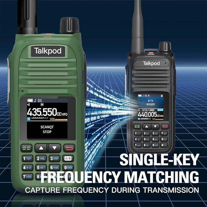 A36SE GMRS Handheld Radio Long Range, Multi Band Walkie Talkie with 771 Aviation Antenna ＆ 805 Antenna, Type-C Rechargeable Battery, AM/FM Reception, NOAA, Two Way Radio with Earpiece (Green)