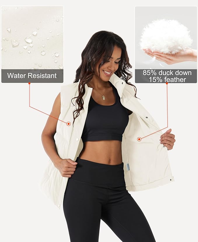 MAGCOMSEN Women's Puffer Down Vest Oversized Zip Up Outerwear Lightweight Winter Padded Gilet Jacket with Pockets