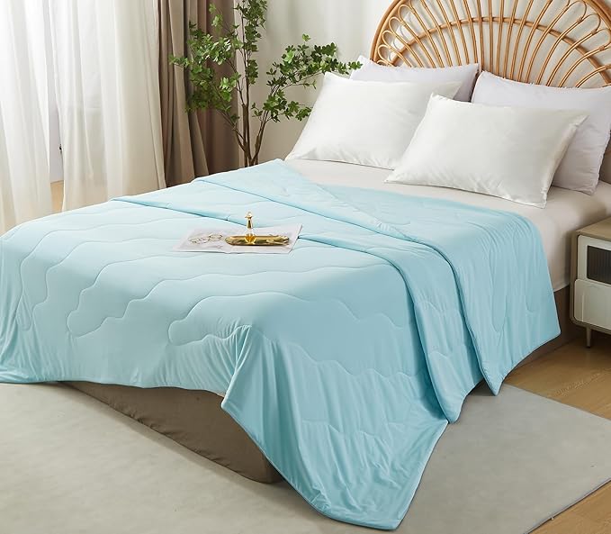 MorroMorn Cooling Comforter for Hot Sleepers & Night Sweats - IceyRest Cold Touch Technology, Lightweight Summer Blanket All-Season Breathable Silk Smooth (Ice Blue, King Size 104"x90")