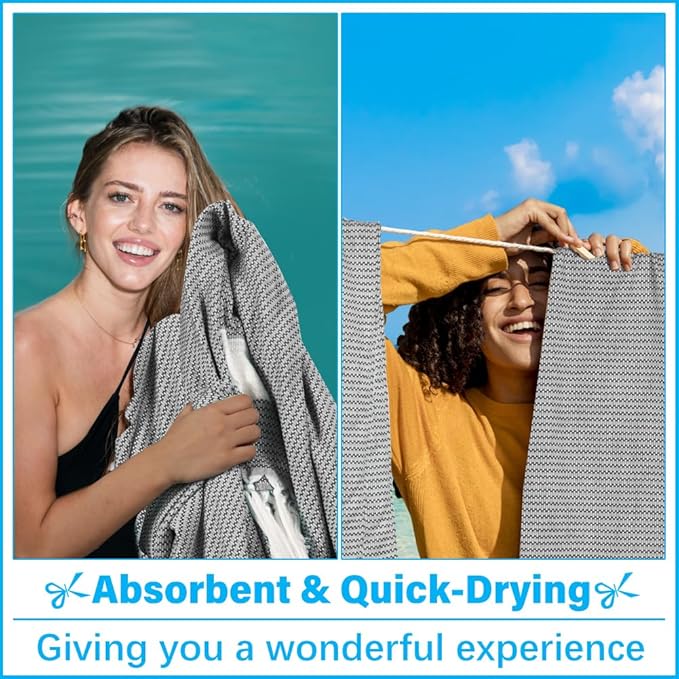 Oversized Turkish Beach Towel Blanket XXL Cotton Sandproof Towels Boho Woven Extra Large Big Sand Free Giant Throw Blankets Huge Quilt XL Picnic Camping Necessities Cloud For Adult Gifts Black