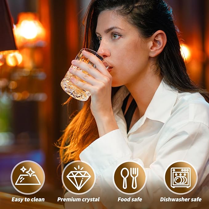 24 Pcs Old Fashioned Whiskey Glasses Bulk 10 Oz Bourbon Glass Cocktail Rocks Glasses for Whiskey Bourbon Vodka Liquor and Cocktail Drinks Gift for Father