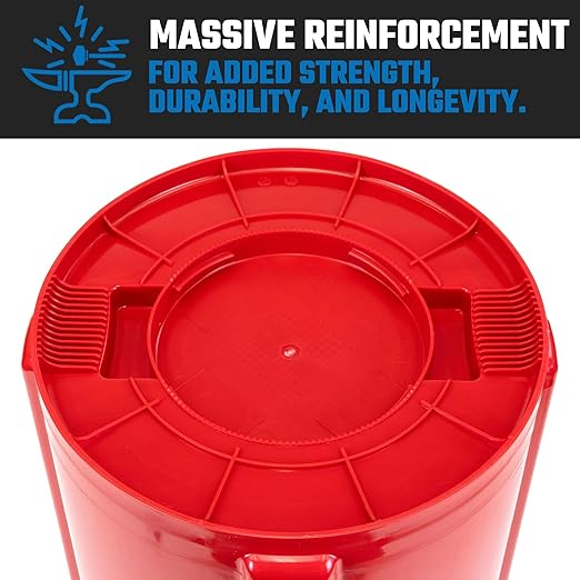 Magnum Red 55 Gallon Trash Can Set (Trash Can, Quiet Dolly, and Reinforced Lid), Construction Grade, Jobsite Ready, Non-Marking Wheels & Casters for Rolling Garbage CMTC-CLD0-55R05 (5 Set)
