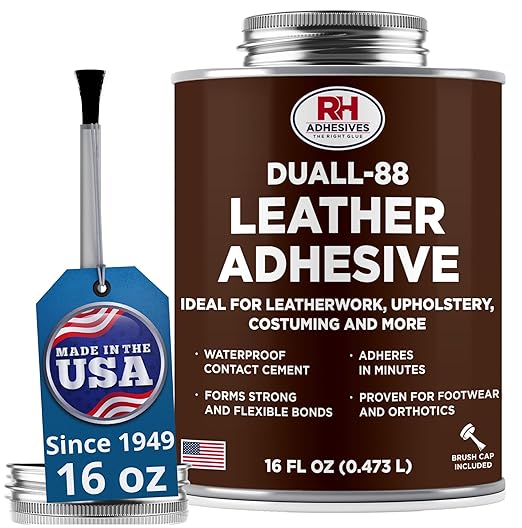 Duall-88 Leather Adhesive, 16 oz. can - Leather Repair Glue, Crafting, DIY, Upholstery, Waterproof, Heat Resistant, Flexible, Long Lasting, High Strength, RH Adhesives