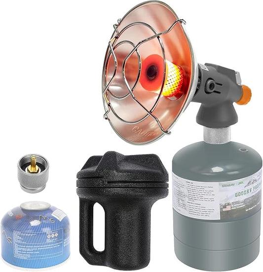 Uniflasy Tent Heater for Camping, 4,300 BTU 2 In 1 Portable Propane and Butane Heater for Camper, Hiking, Fishing, Fast Heating, Gas Saving, Light Weight, Small Outdoor Gas Heater for Winter