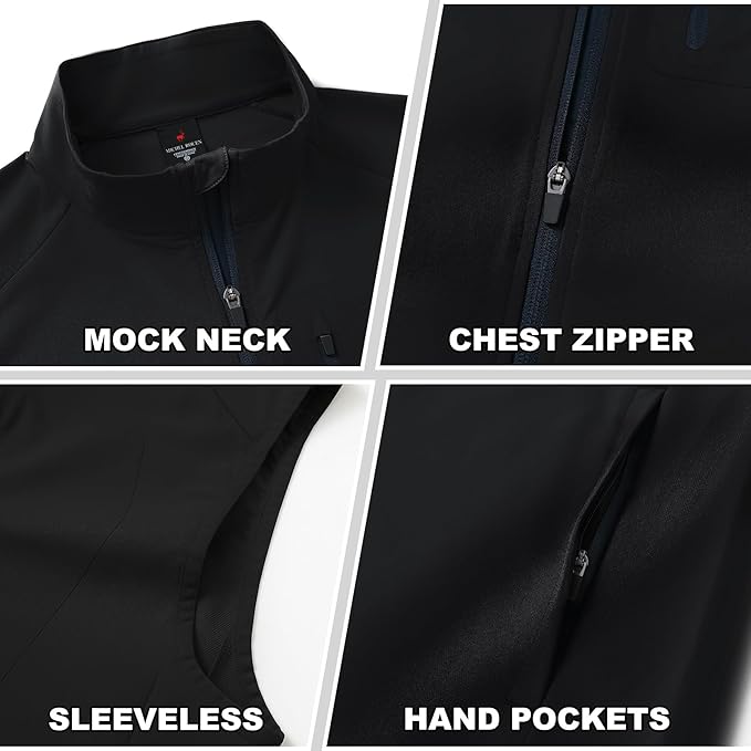 Rouen Mens Vests Outerwear Performance Lightweight Sleeveless Jacket Windproof Softshell Vests Sports Golf Vest for Men