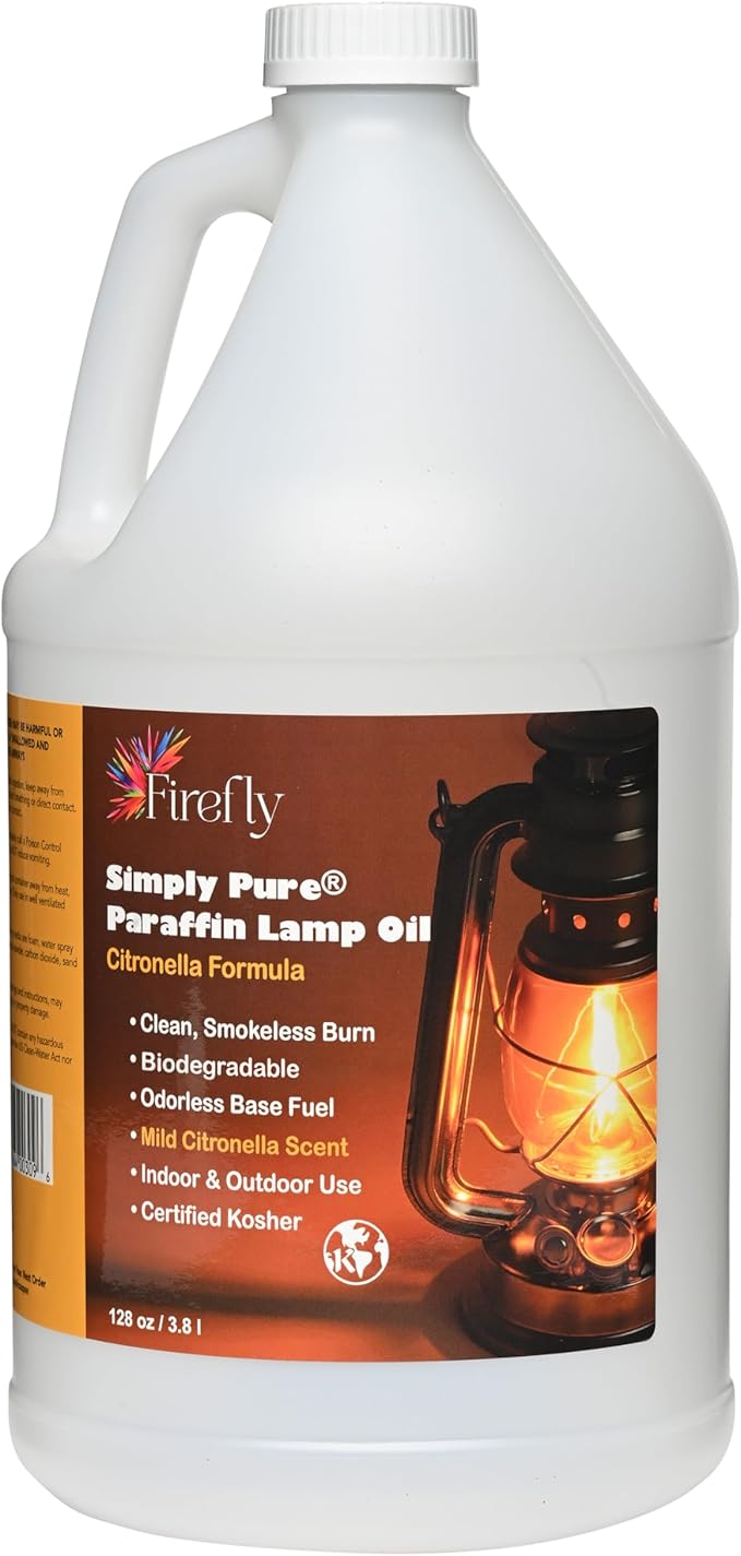 Firefly Kosher Citronella Paraffin Lamp Oil - Smokeless, Virtually Odorless, Long-Lasting- 1 Gallon