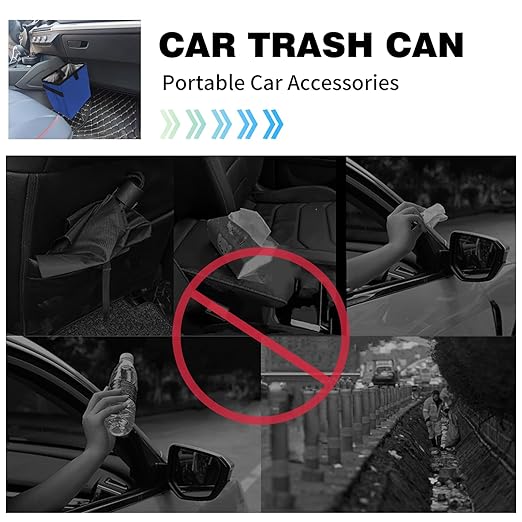 Homelove Car Trash Can, Leak-Proof Waterproof Trash Bin Collapsible Portable Auto Garbage Bag Large Capacity Trashcan Storage Bag Multipurpose Car Organizer Hanging (Blue)