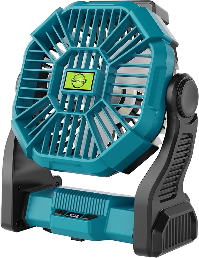 Battery Powered Fan，270° Rotating Battery Operated Camping Fan Rechargeable, USB Desk Personal Table Cordless with Hook, Outdoor Camping for Tents,Travel X23 Cyan