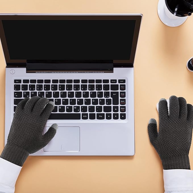 Bencailor 2 Pairs Usb Winter Heated Gloves Mitten Hand Washable Knitting Touchscreen Laptop Gloves