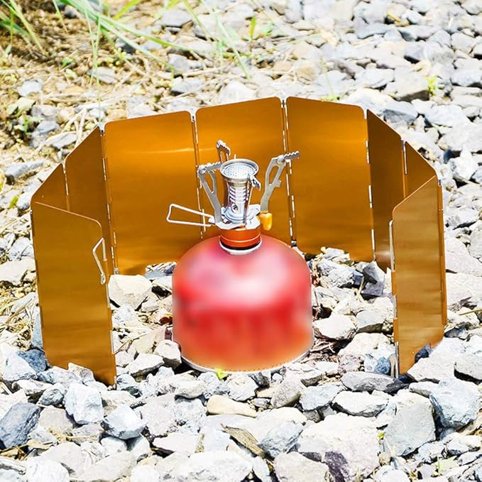EVTSCAN 8 Plate Folding Outdoor Stove Windscreen Foldable Stove Windshield Outdoor Camping Accessory Cooking Gas Wind Shield